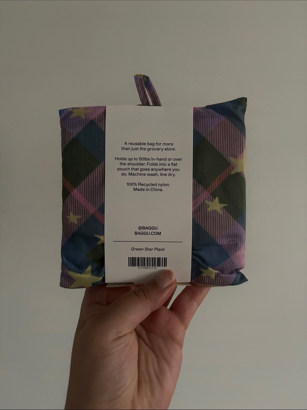 BNWT baggu star plaid medium reusable - Picture 2 of 2